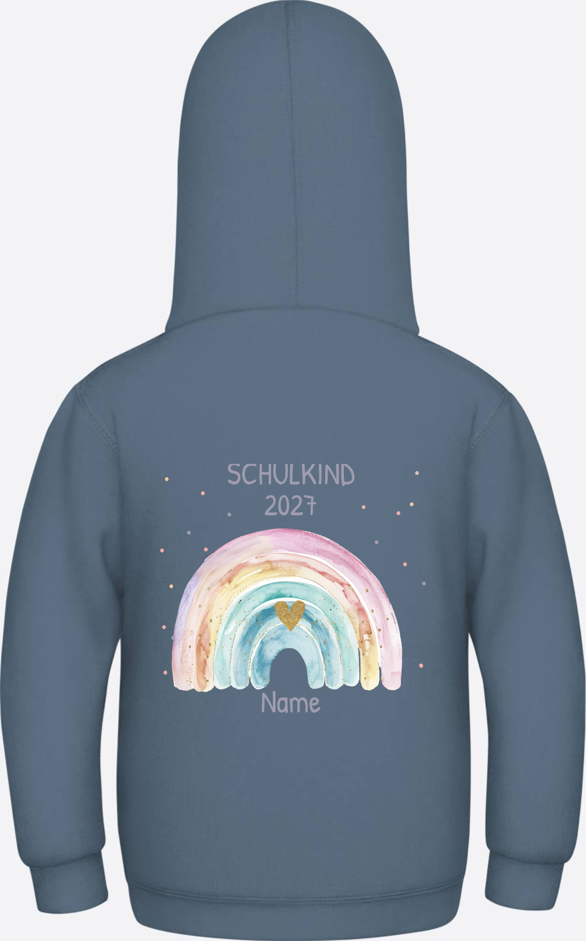 Schulkind Hoodie mit Name & Regenbogen zur Einschulung - Airforce Blue