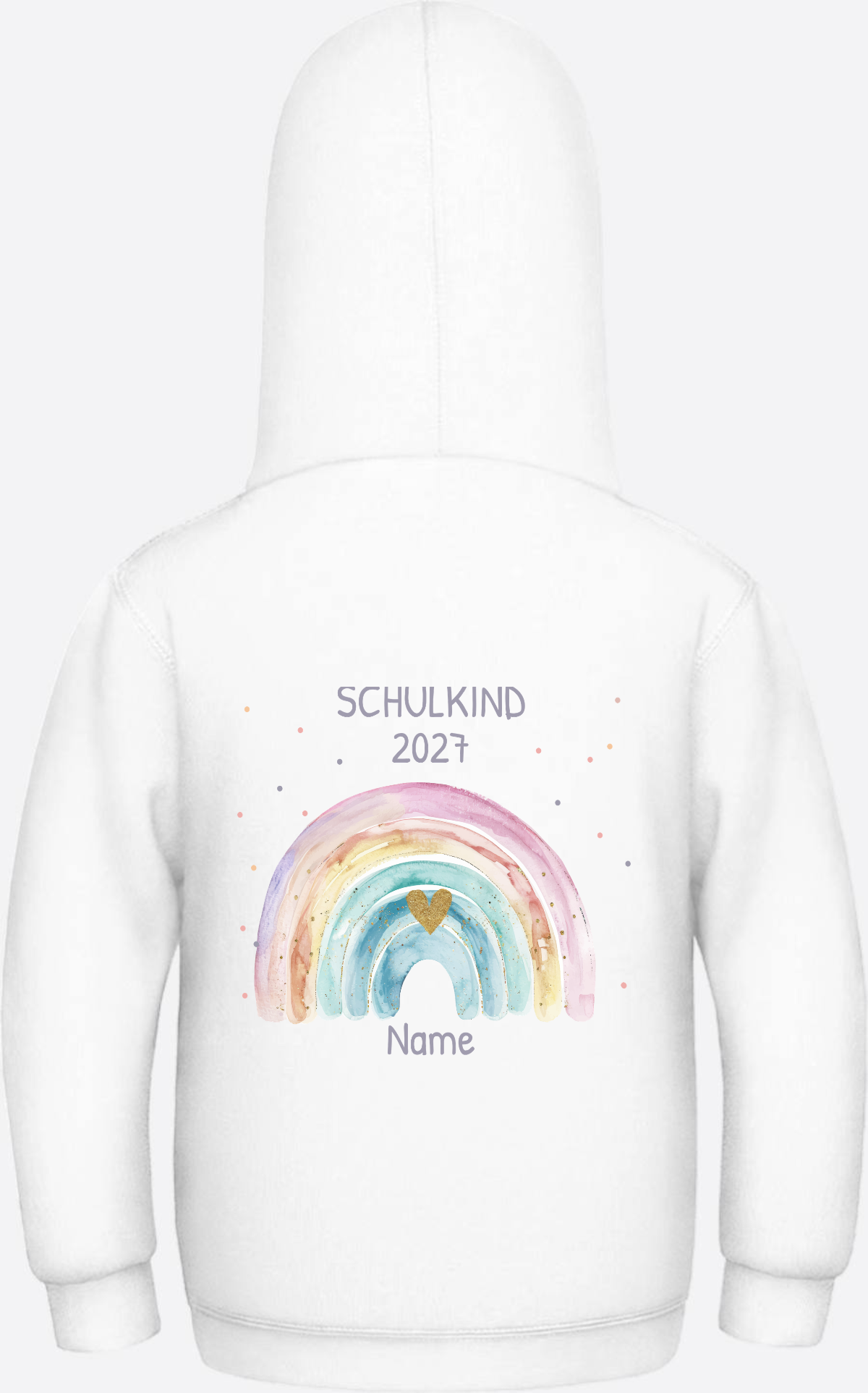 Schulkind Hoodie mit Name & Regenbogen zur Einschulung - Arctic White