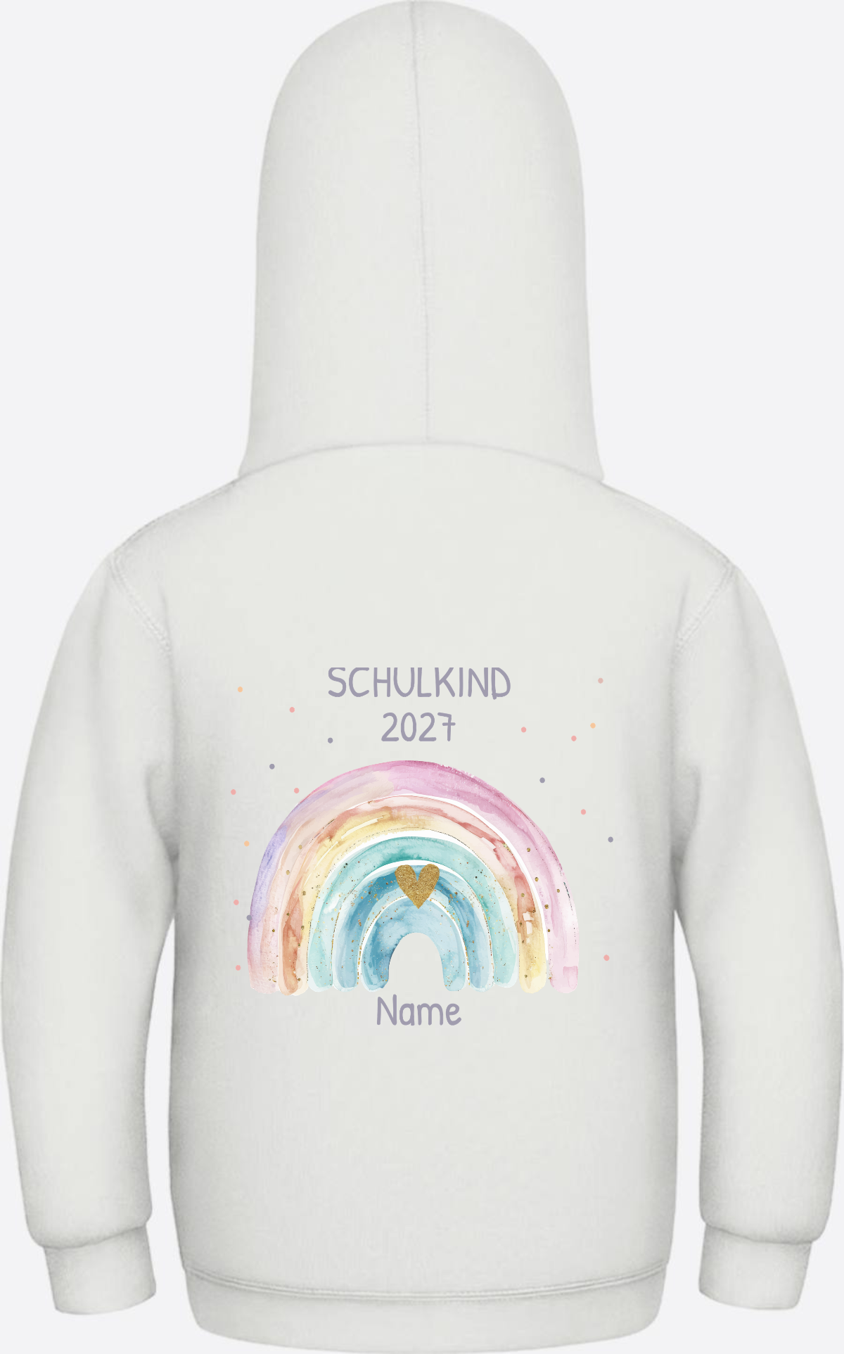 Schulkind Hoodie mit Name & Regenbogen zur Einschulung - Ash