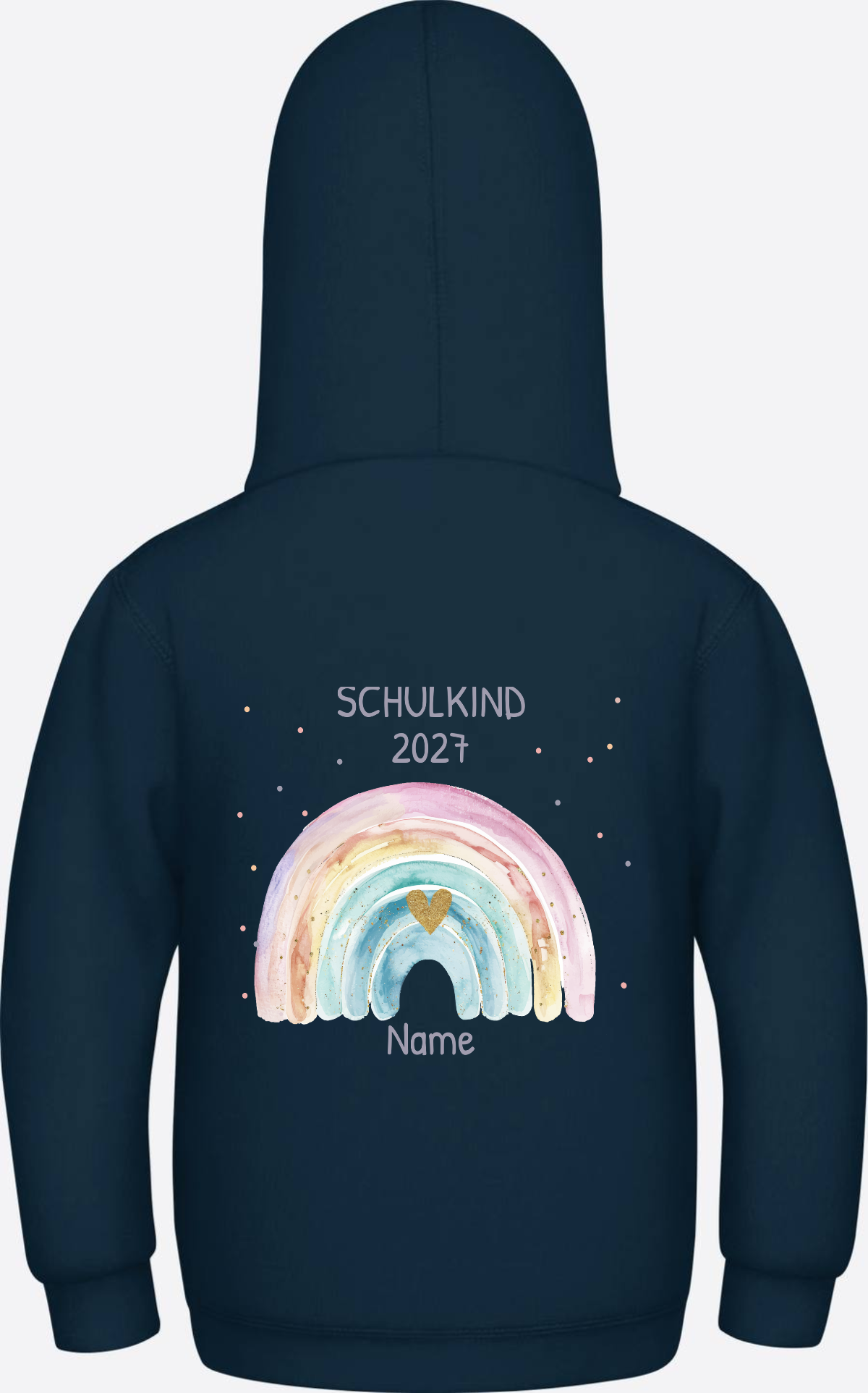 Schulkind Hoodie mit Name & Regenbogen zur Einschulung - New French Navy