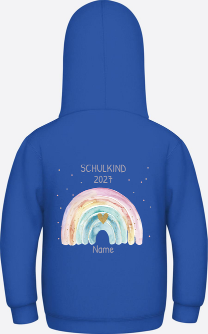 Schulkind Hoodie mit Name & Regenbogen zur Einschulung - Royal Blue