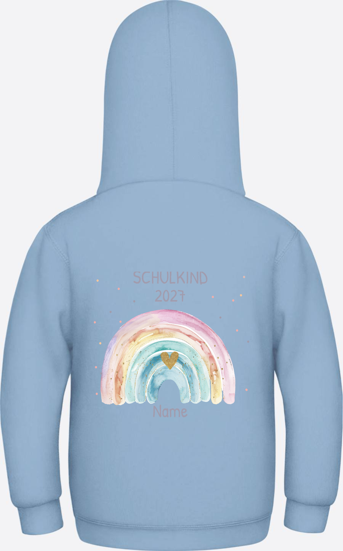 Schulkind Hoodie mit Name & Regenbogen zur Einschulung - Sky Blue