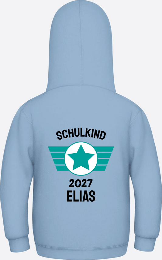 Schulkind Hoodie personalisiert mit Namen – Geschenk zur Einschulung - Sky Blue