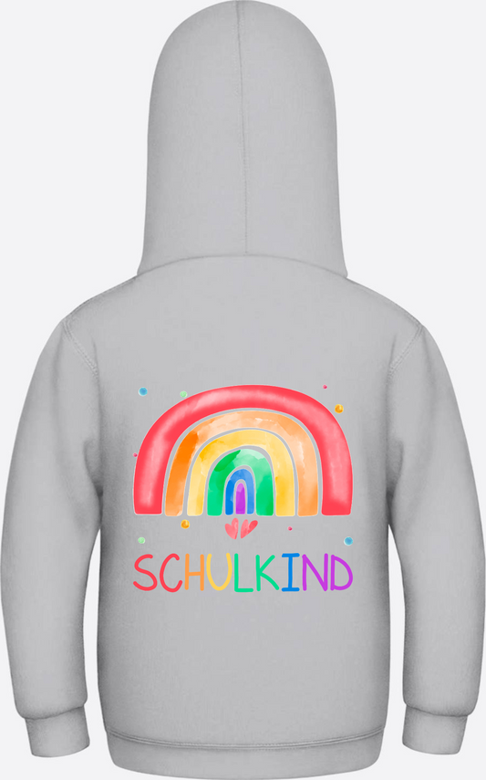 Schulkind Hoodie Regenbogen – Personalisiert mit Namen - Heather Grey