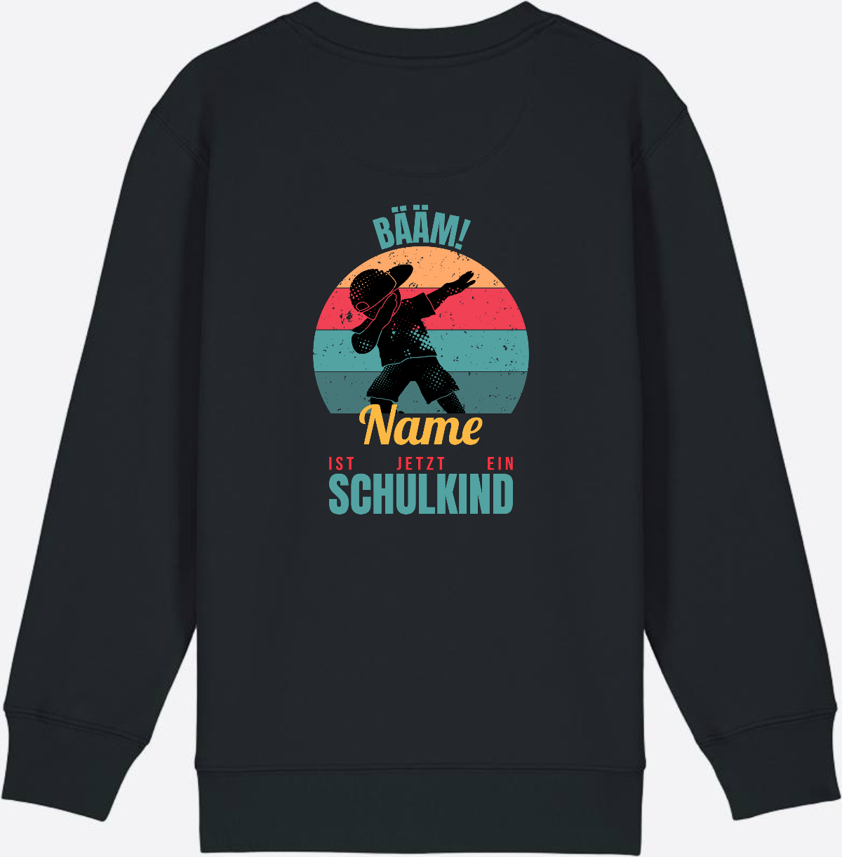 Schulkind Sweatshirt BÄÄM mit Name – Einschulung Junge - Black