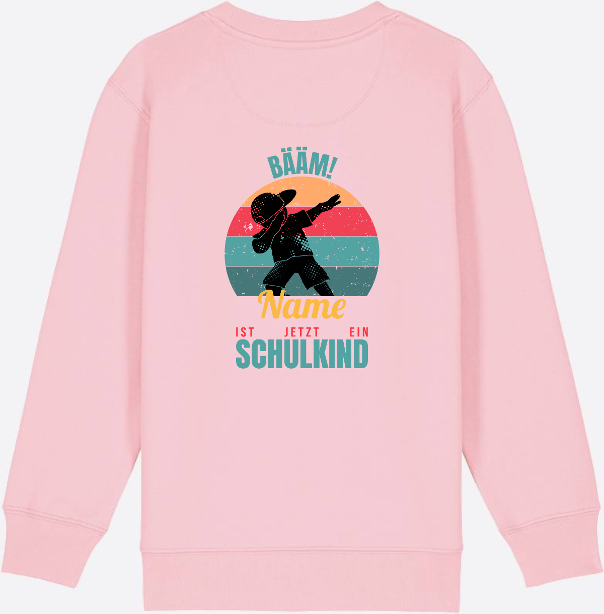 Schulkind Sweatshirt BÄÄM mit Name – Einschulung Junge - Cotton Pink