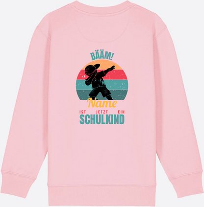 Schulkind Sweatshirt BÄÄM mit Name – Einschulung Junge - Cotton Pink