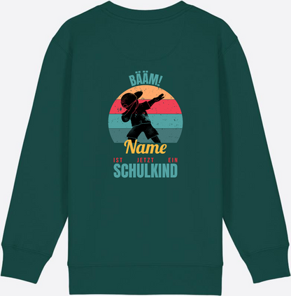 Schulkind Sweatshirt BÄÄM mit Name – Einschulung Junge - Glazed Green