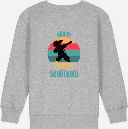 Schulkind Sweatshirt BÄÄM mit Name – Einschulung Junge - Heather Grey