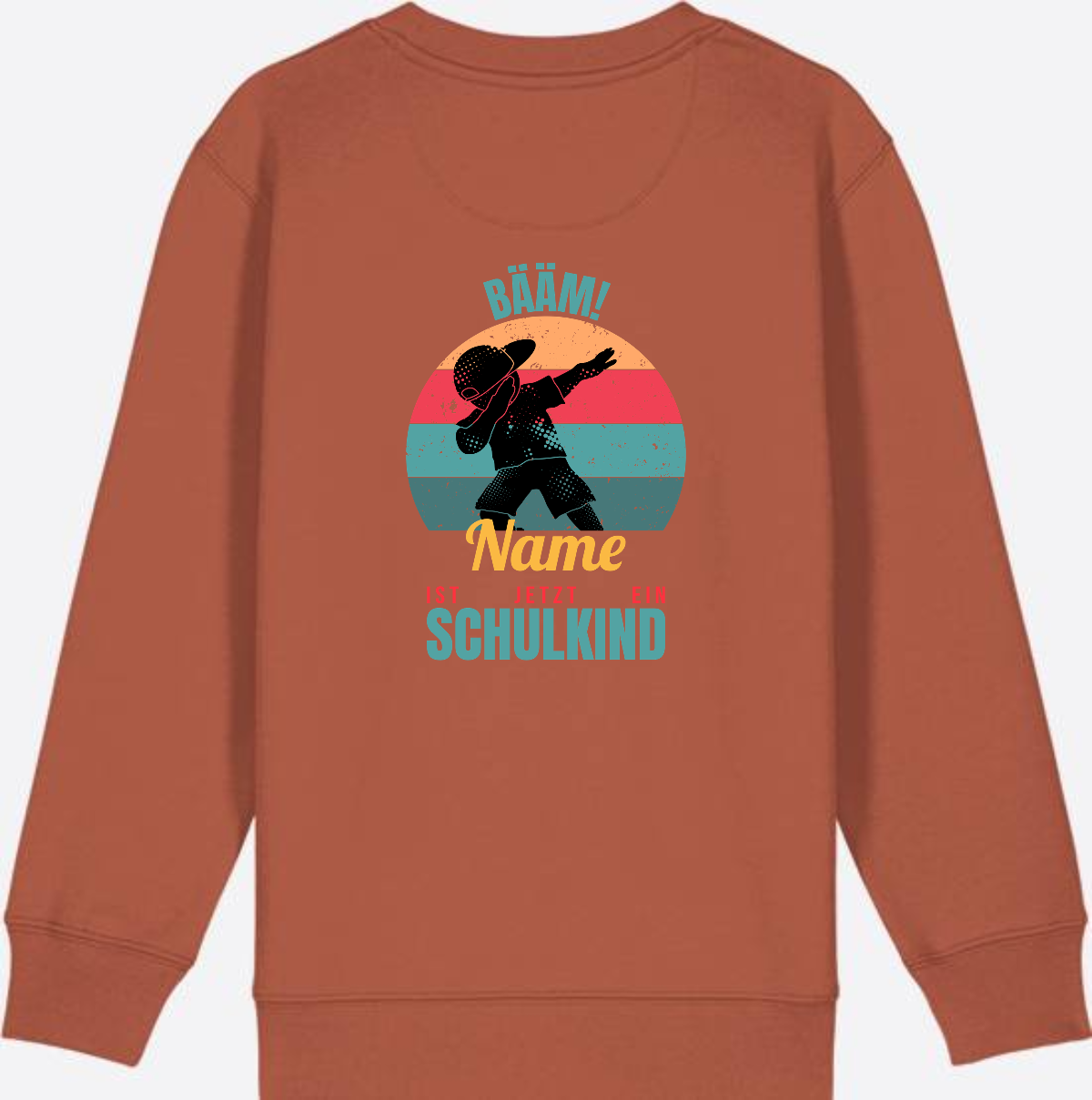Schulkind Sweatshirt BÄÄM mit Name – Einschulung Junge - Heritage Brown