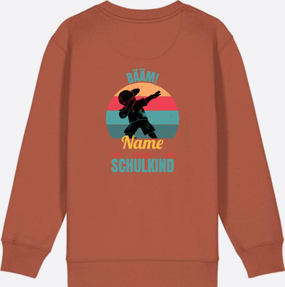 Schulkind Sweatshirt BÄÄM mit Name – Einschulung Junge - Heritage Brown