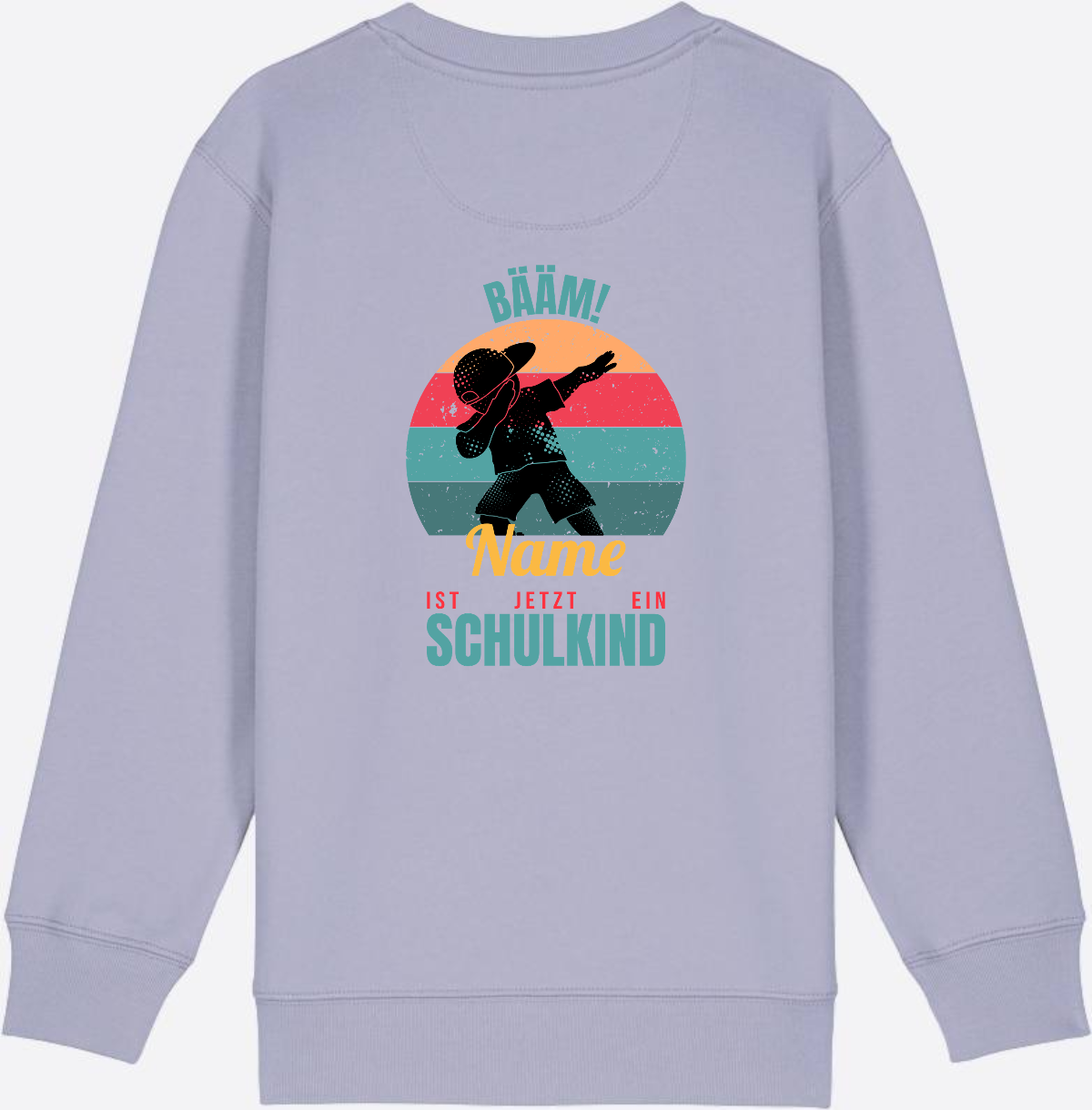 Schulkind Sweatshirt BÄÄM mit Name – Einschulung Junge - Lavender