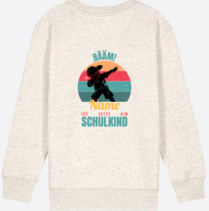 Schulkind Sweatshirt BÄÄM mit Name – Einschulung Junge - Natural Raw