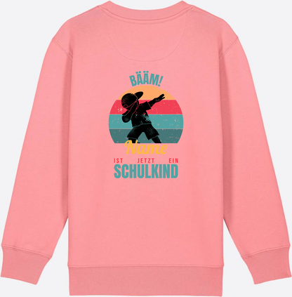 Schulkind Sweatshirt BÄÄM mit Name – Einschulung Junge - Pink Joy