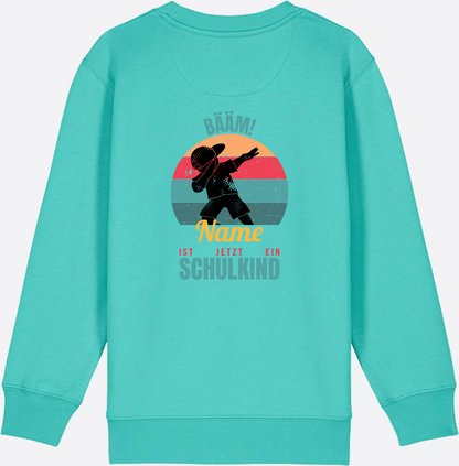 Schulkind Sweatshirt BÄÄM mit Name – Einschulung Junge - Pool Blue