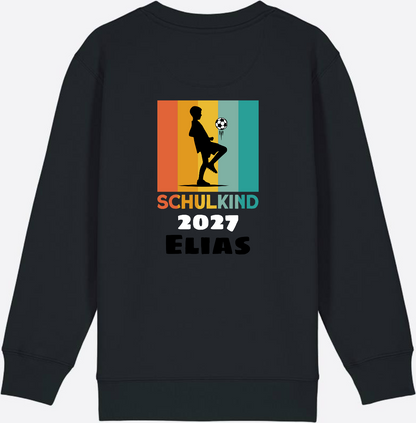 Schulkind Sweatshirt Fußball – Personalisiert mit Name - Black