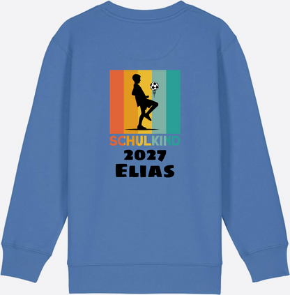 Schulkind Sweatshirt Fußball – Personalisiert mit Name - Bright Blue