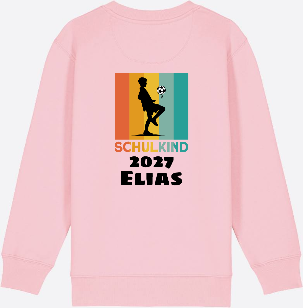 Schulkind Sweatshirt Fußball – Personalisiert mit Name - Cotton Pink