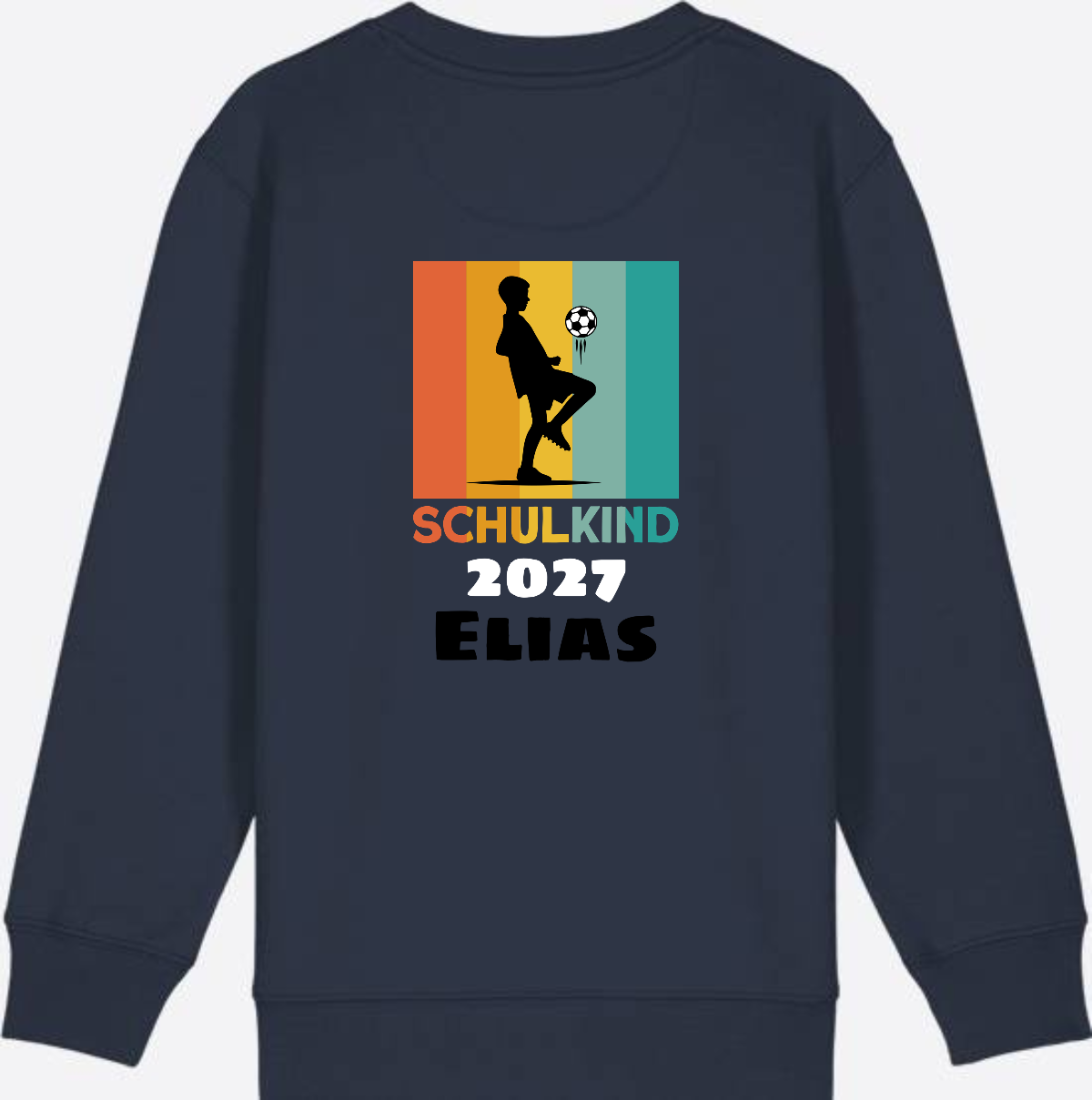 Schulkind Sweatshirt Fußball – Personalisiert mit Name - French Navy