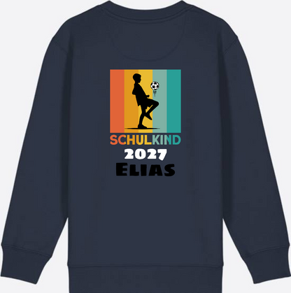 Schulkind Sweatshirt Fußball – Personalisiert mit Name - French Navy