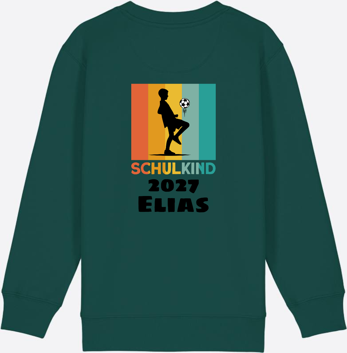 Schulkind Sweatshirt Fußball – Personalisiert mit Name - Glazed Green