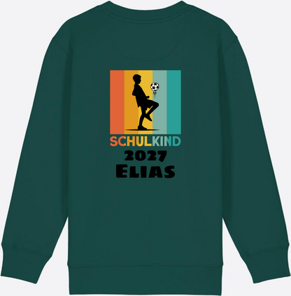 Schulkind Sweatshirt Fußball – Personalisiert mit Name - Glazed Green
