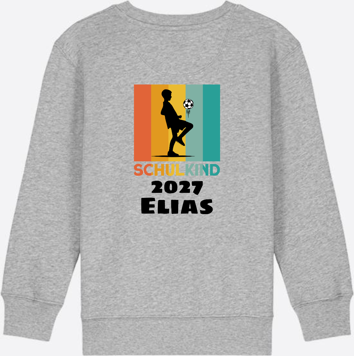 Schulkind Sweatshirt Fußball – Personalisiert mit Name - Heather Grey
