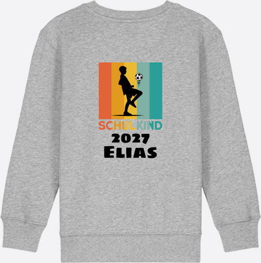 Schulkind Sweatshirt Fußball – Personalisiert mit Name - Heather Grey