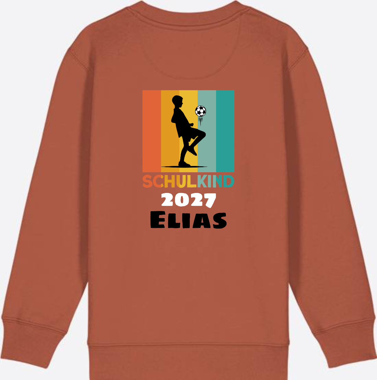 Schulkind Sweatshirt Fußball – Personalisiert mit Name - Heritage Brown