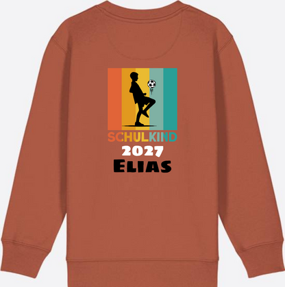 Schulkind Sweatshirt Fußball – Personalisiert mit Name - Heritage Brown
