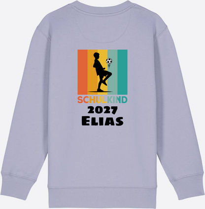 Schulkind Sweatshirt Fußball – Personalisiert mit Name - Lavender