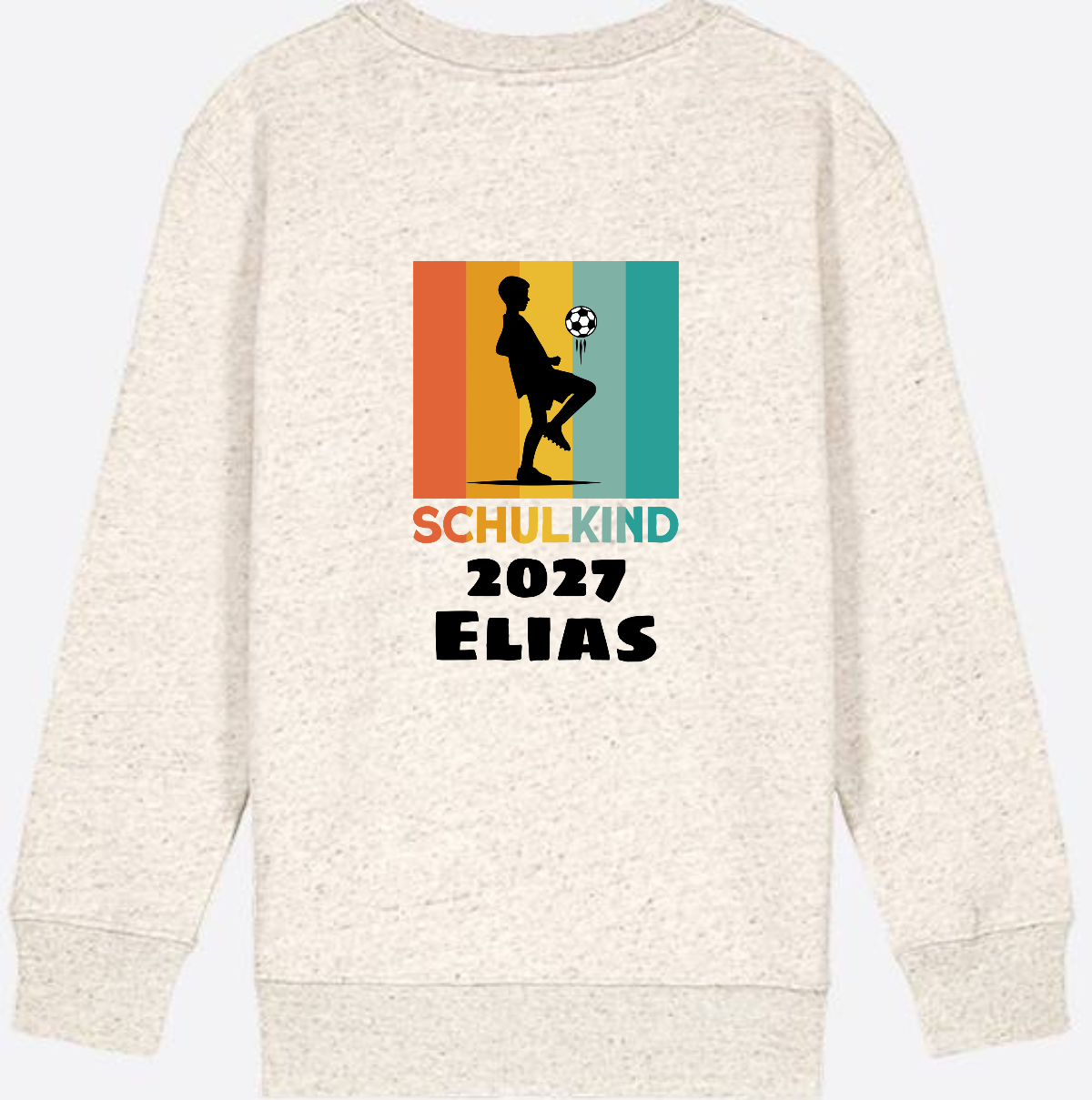 Schulkind Sweatshirt Fußball – Personalisiert mit Name - Natural Raw