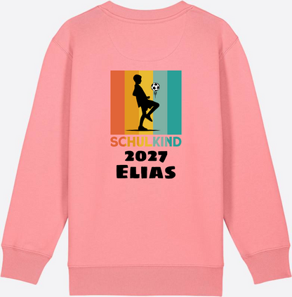 Schulkind Sweatshirt Fußball – Personalisiert mit Name - Pink Joy