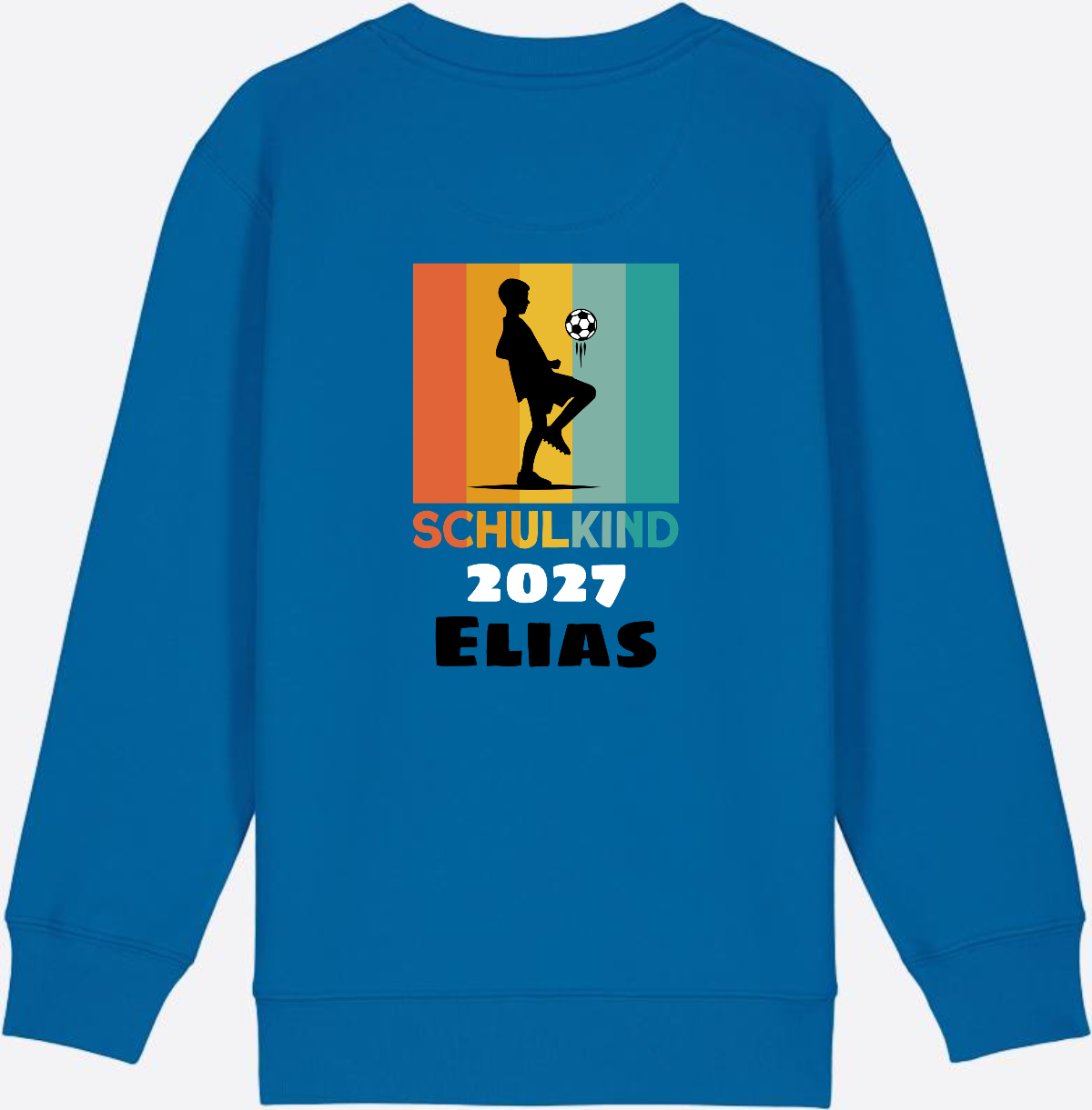 Schulkind Sweatshirt Fußball – Personalisiert mit Name - Royal Blue