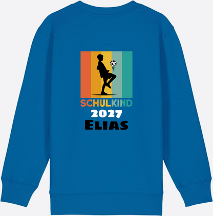 Schulkind Sweatshirt Fußball – Personalisiert mit Name - Royal Blue