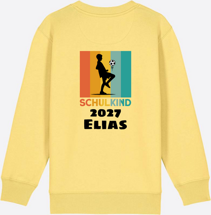 Schulkind Sweatshirt Fußball – Personalisiert mit Name - Viva Yellow
