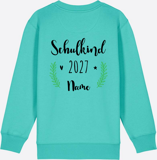 Schulkind Sweatshirt mit Namen – Geschenk zur Einschulung - Pool Blue