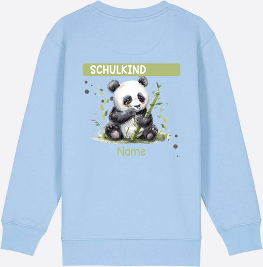 Schulkind Sweatshirt mit süßem Panda – Personalisiert - Blue Soul