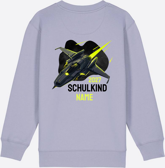 Schulkind Sweatshirt Spaceshuttle – personalisiert mit Name - Lavender