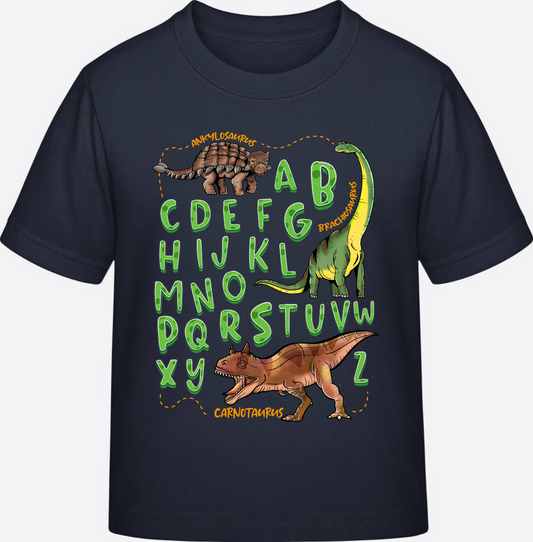 Schulkind T-Shirt Dino-Alphabet – Personalisiert mit Namen - French Navy