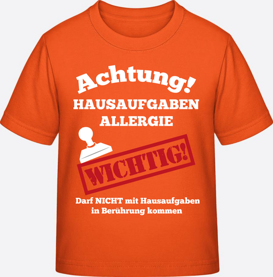 Schulkind T-Shirt Einschulung: Hausaufgaben-Allergie - Orange