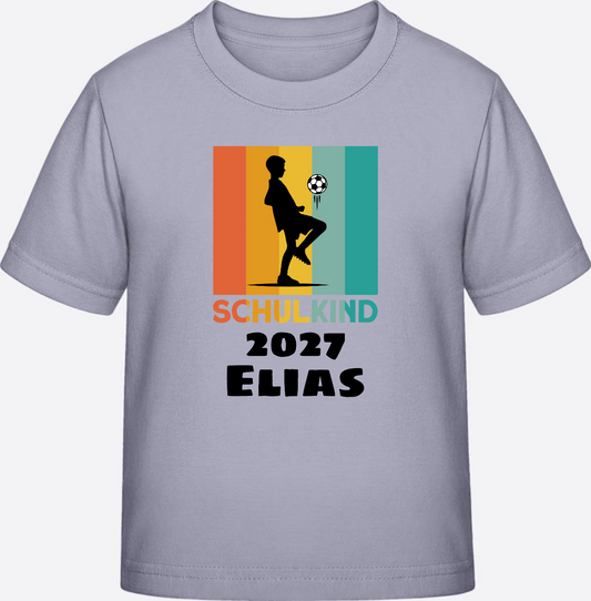Schulkind T-Shirt Fußball mit Namen – Geschenk zur Einschulung - Lavender
