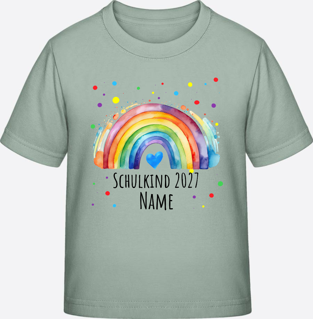 Schulkind T-Shirt Regenbogen personalisiert mit Name - Aloe