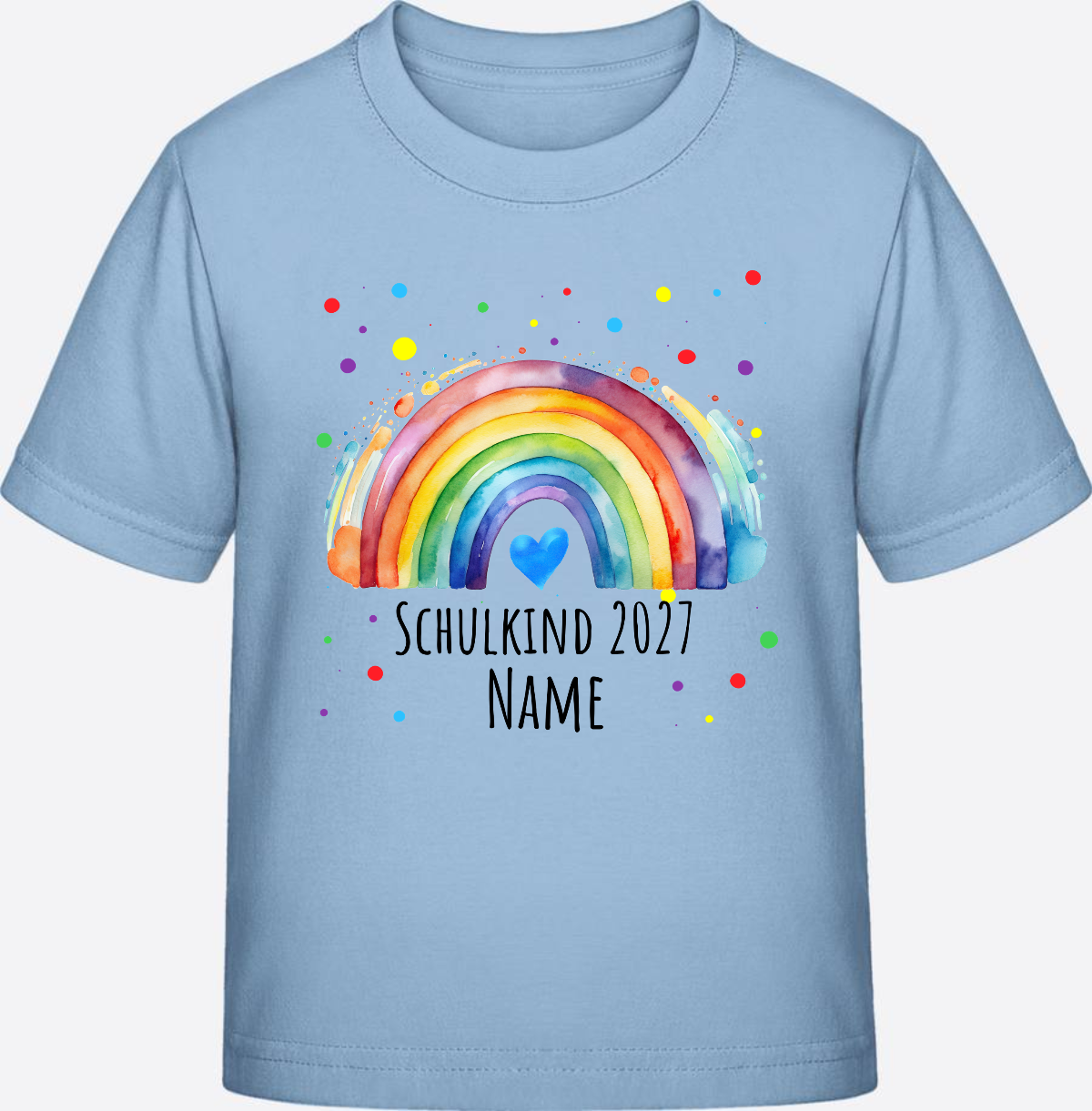 Schulkind T-Shirt Regenbogen personalisiert mit Name - Blue Soul
