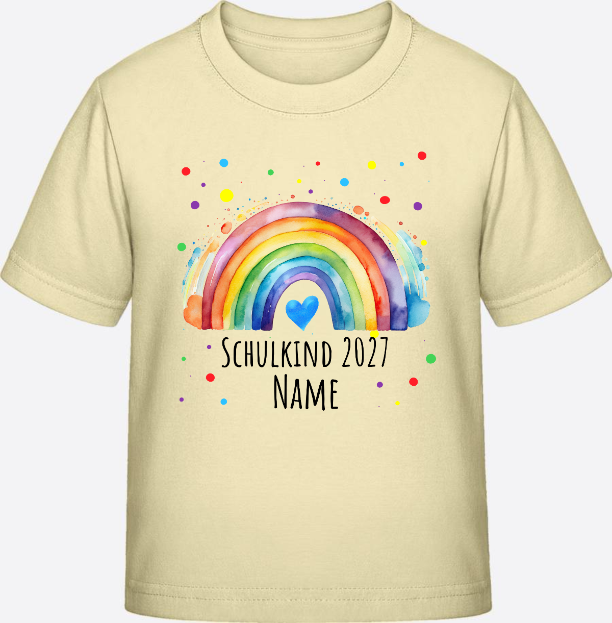 Schulkind T-Shirt Regenbogen personalisiert mit Name - Butter