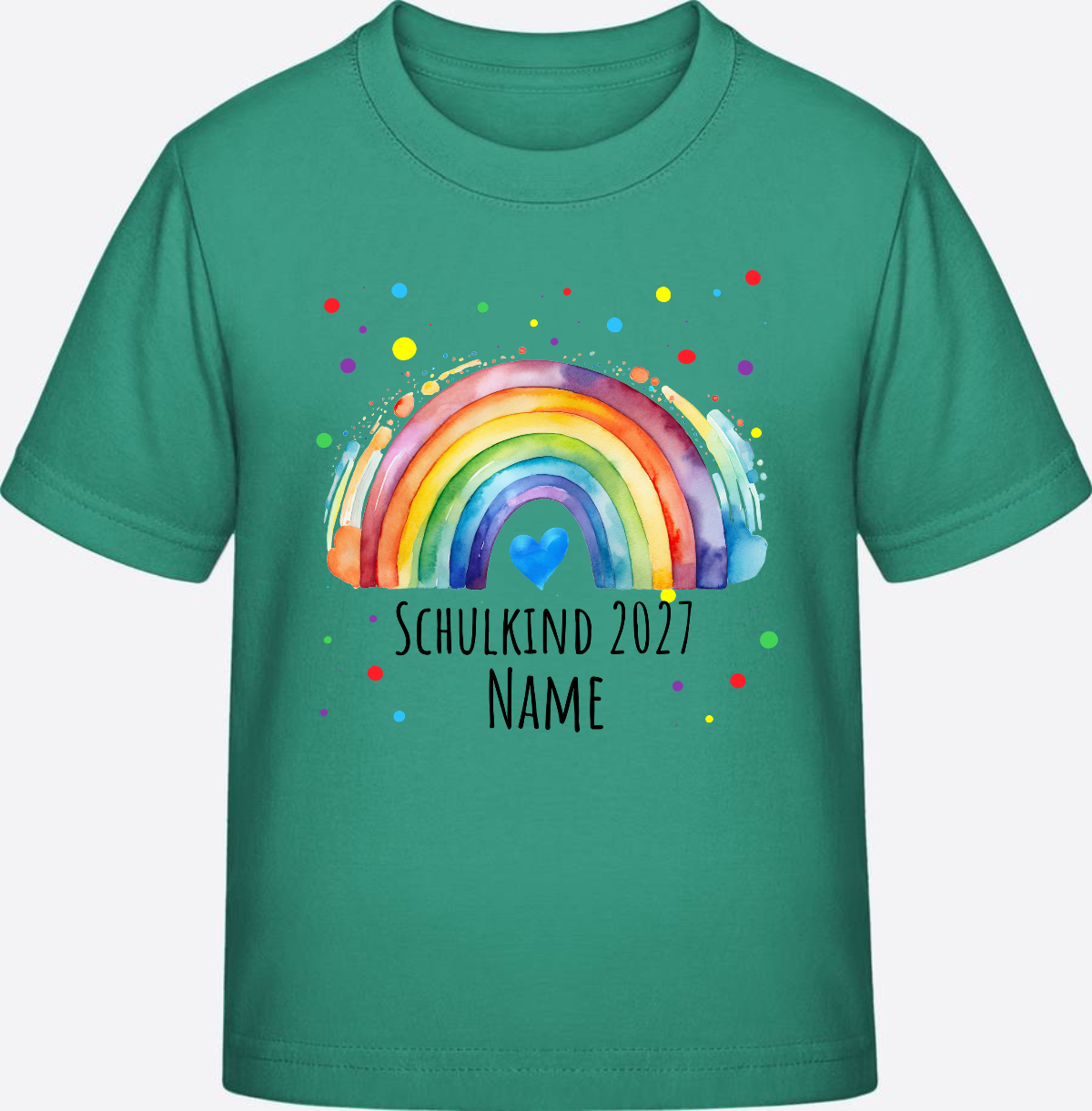 Schulkind T-Shirt Regenbogen personalisiert mit Name - Go Green