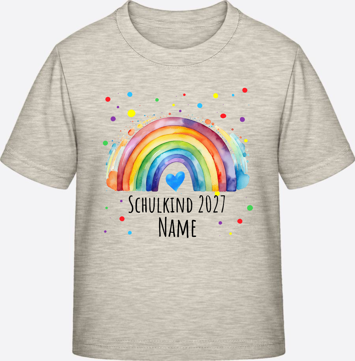 Schulkind T-Shirt Regenbogen personalisiert mit Name - Natural Raw
