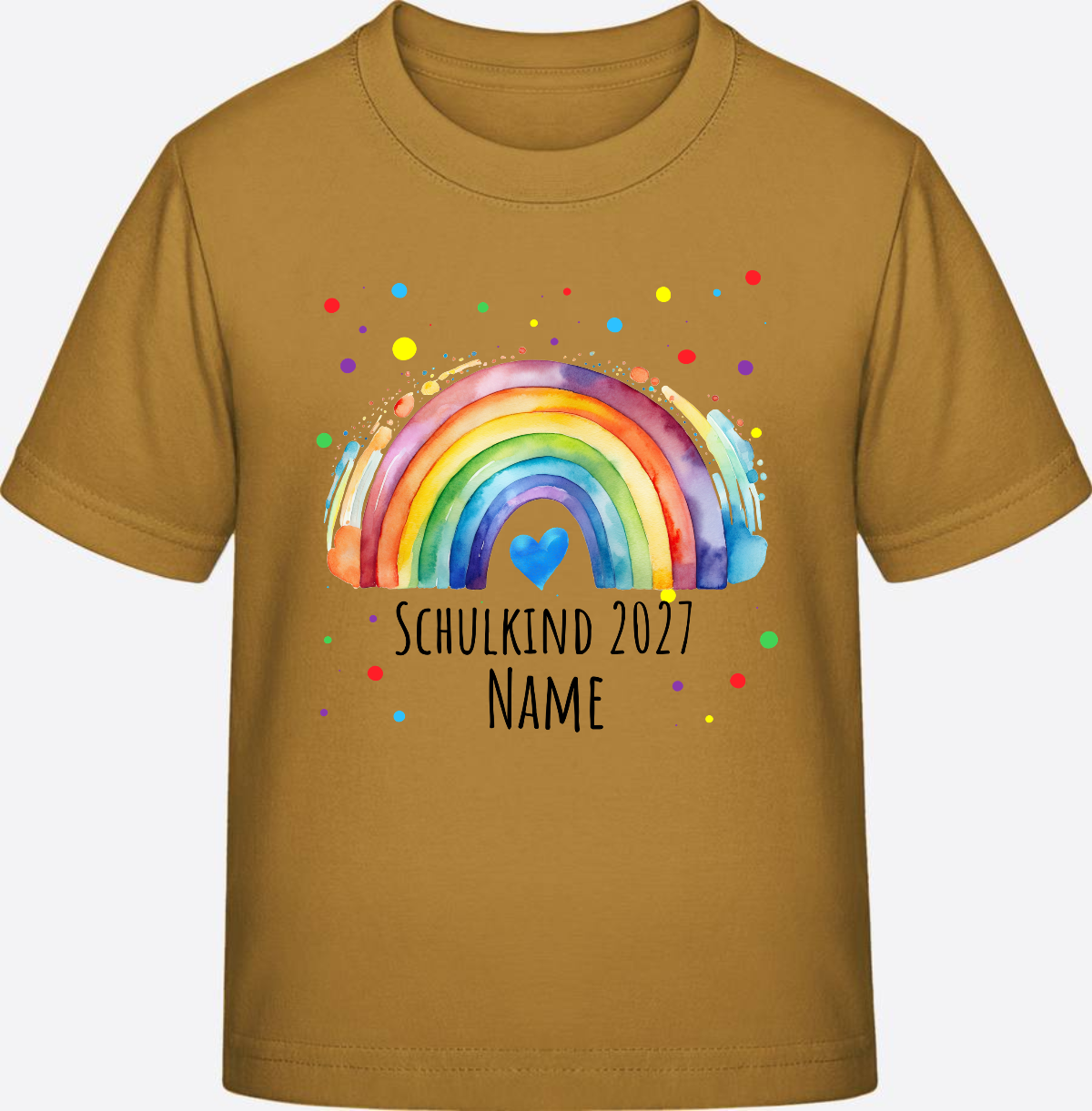 Schulkind T-Shirt Regenbogen personalisiert mit Name - Ochre