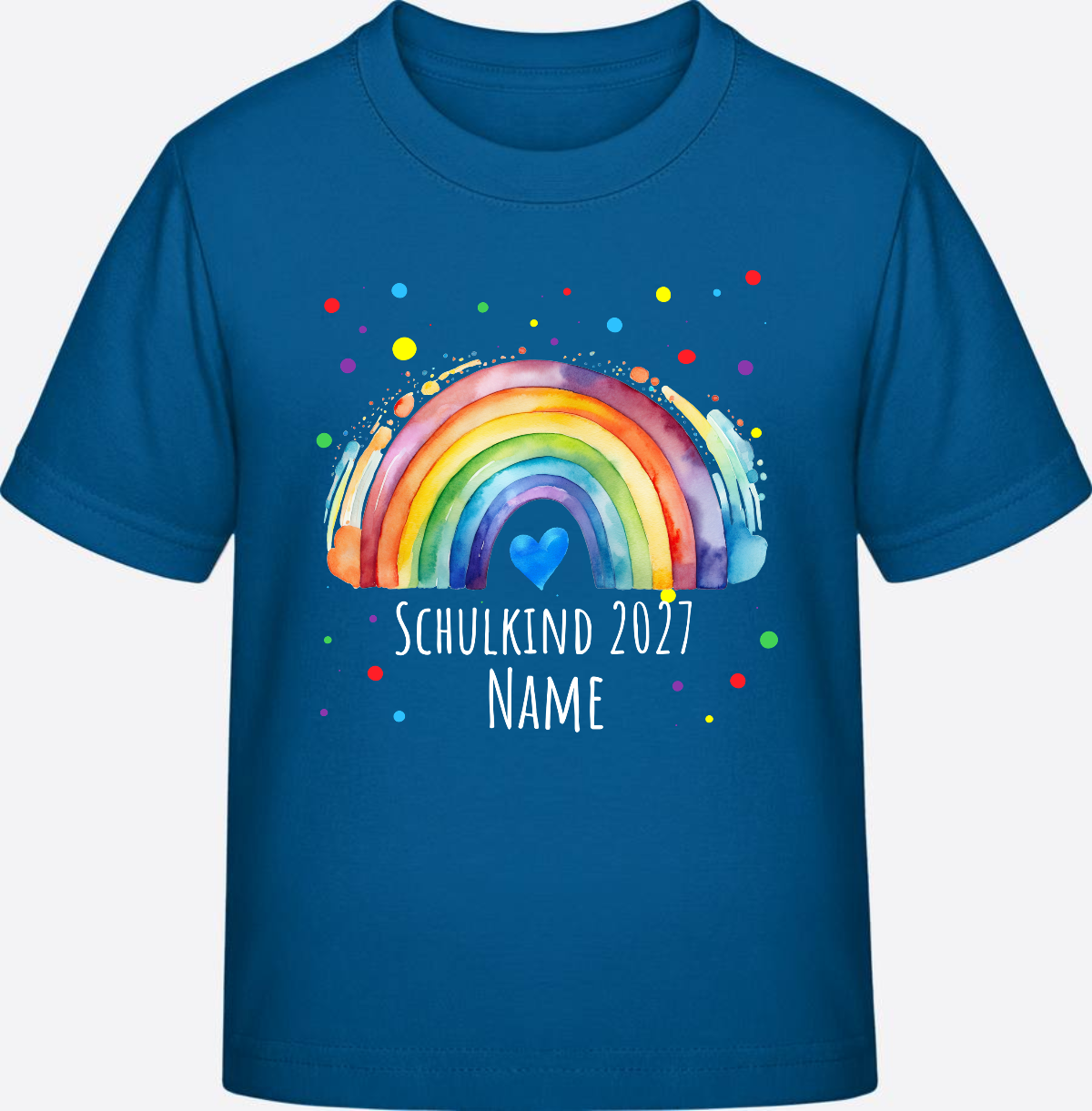 Schulkind T-Shirt Regenbogen personalisiert mit Name - Royal Blue