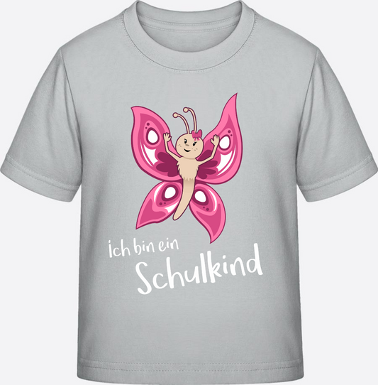 Schulkind T-Shirt Schmetterling – Personalisiert zur Einschulung - Pacific Grey